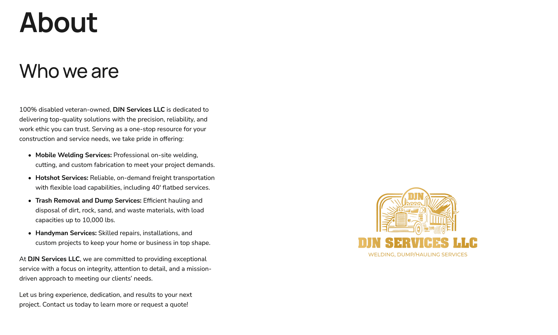 DJN Services old about page